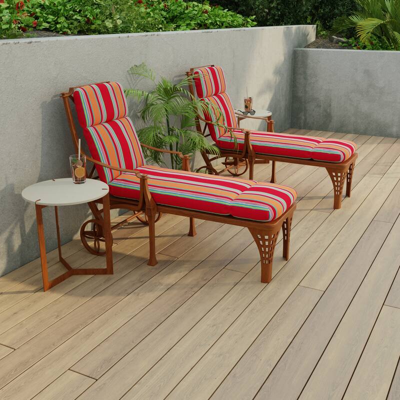 74" x 22" Red Stripe Outdoor Chaise Lounge Cushion 74'' L x 22'' W x